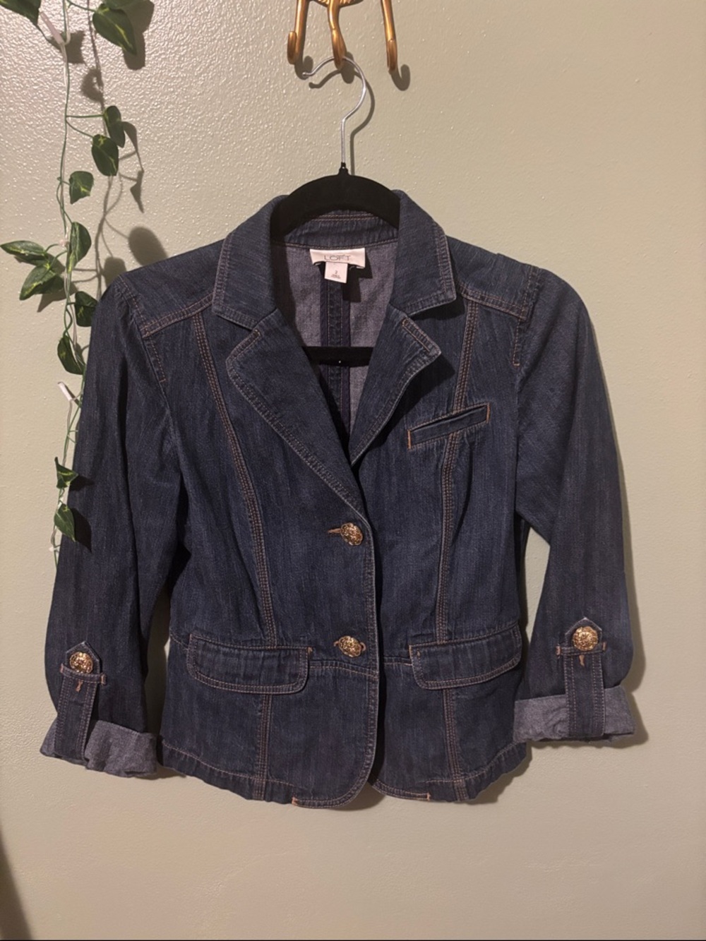 LOFT Dark Indigo Denim Blazer Jacket